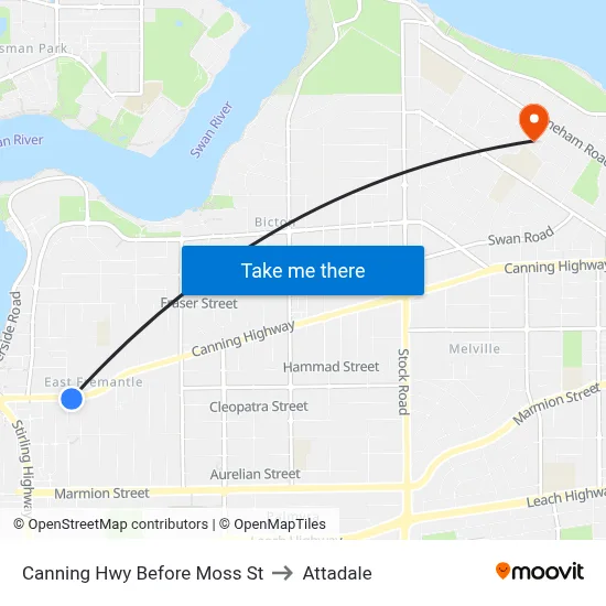 Canning Hwy Before Moss St to Attadale map