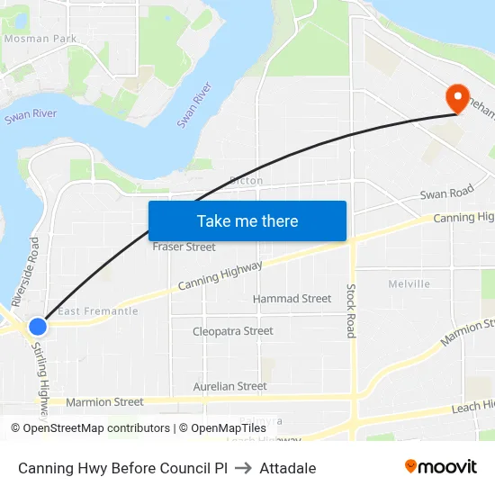 Canning Hwy Before Council Pl to Attadale map