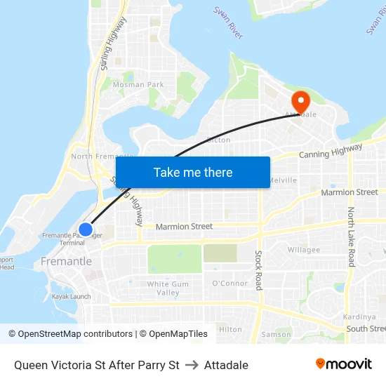 Queen Victoria St After Parry St to Attadale map