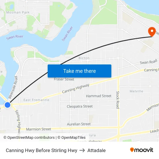 Canning Hwy Before Stirling Hwy to Attadale map