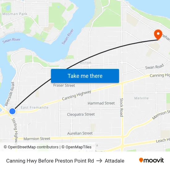 Canning Hwy Before Preston Point Rd to Attadale map