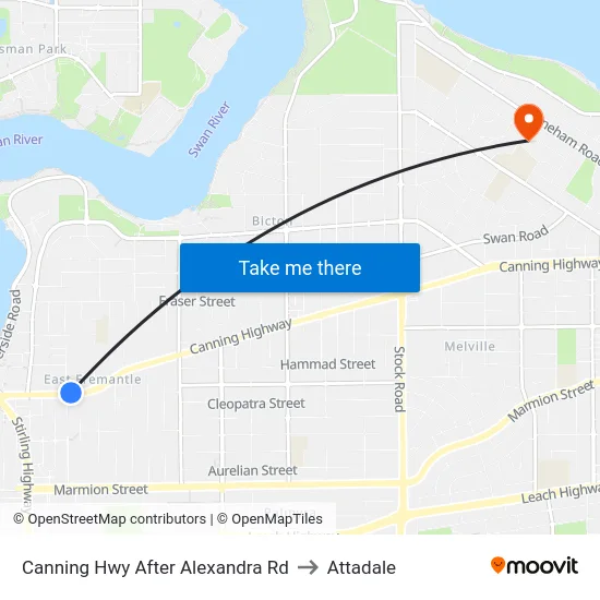 Canning Hwy After Alexandra Rd to Attadale map