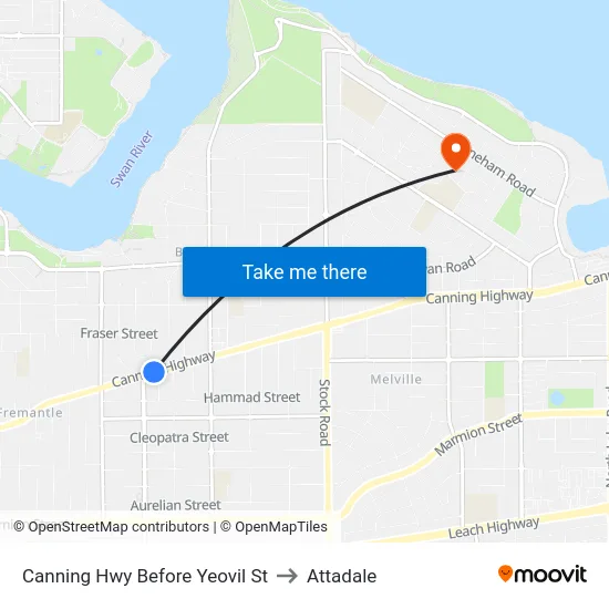 Canning Hwy Before Yeovil St to Attadale map