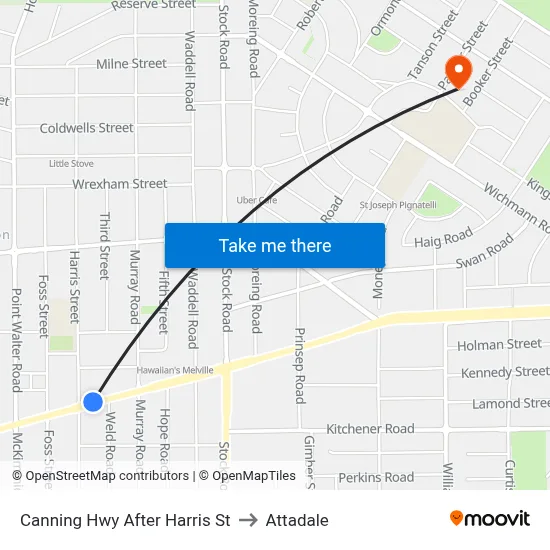 Canning Hwy After Harris St to Attadale map