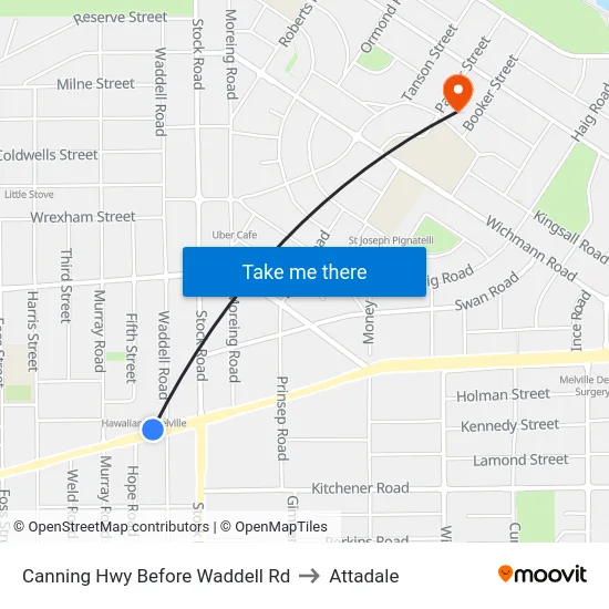 Canning Hwy Before Waddell Rd to Attadale map