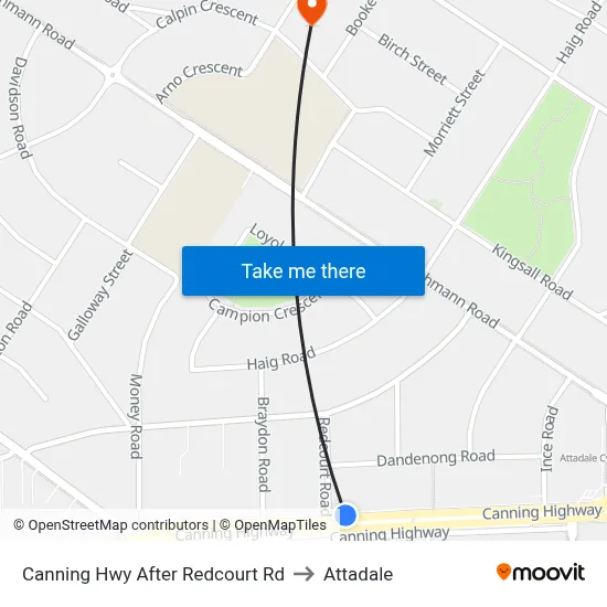 Canning Hwy After Redcourt Rd to Attadale map