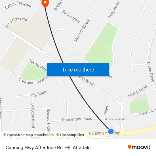 Canning Hwy After Ince Rd to Attadale map