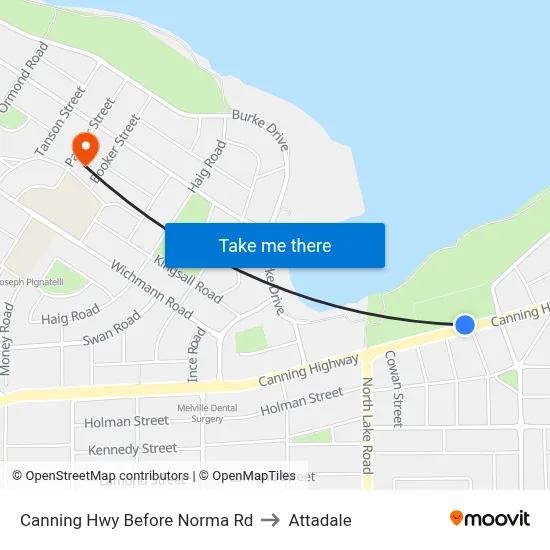 Canning Hwy Before Norma Rd to Attadale map