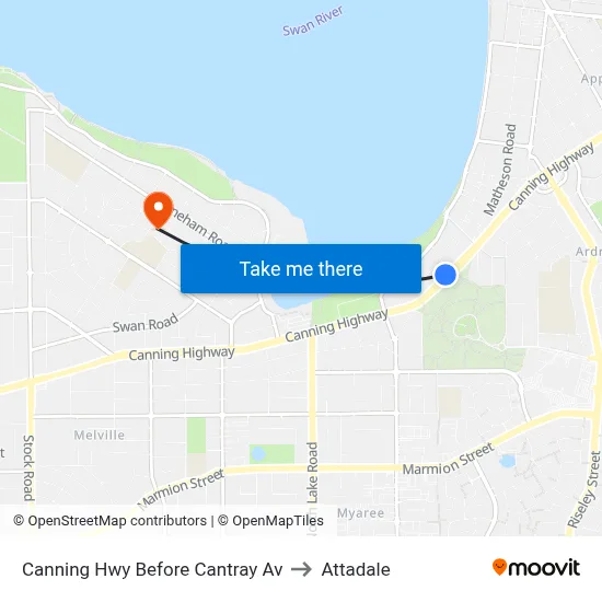 Canning Hwy Before Cantray Av to Attadale map