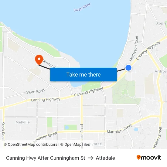 Canning Hwy After Cunningham St to Attadale map