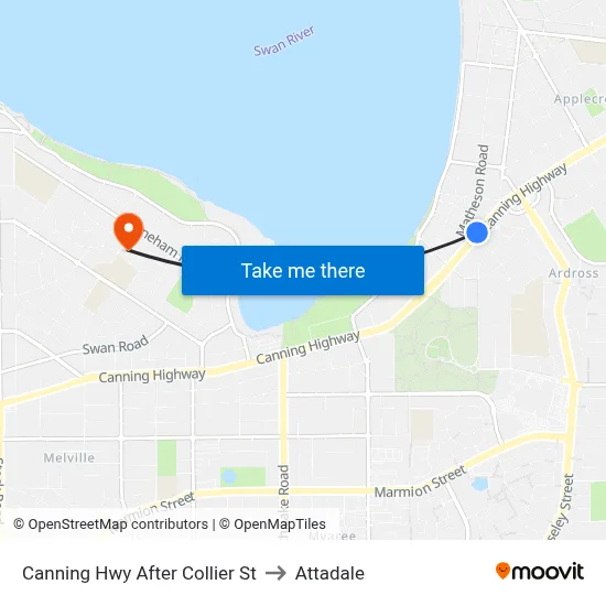 Canning Hwy After Collier St to Attadale map