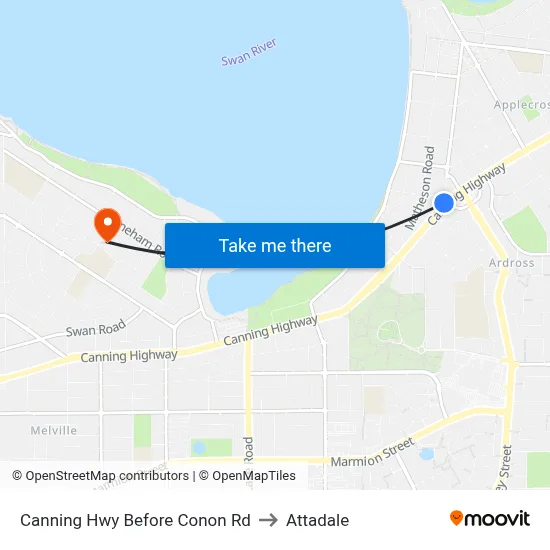Canning Hwy Before Conon Rd to Attadale map