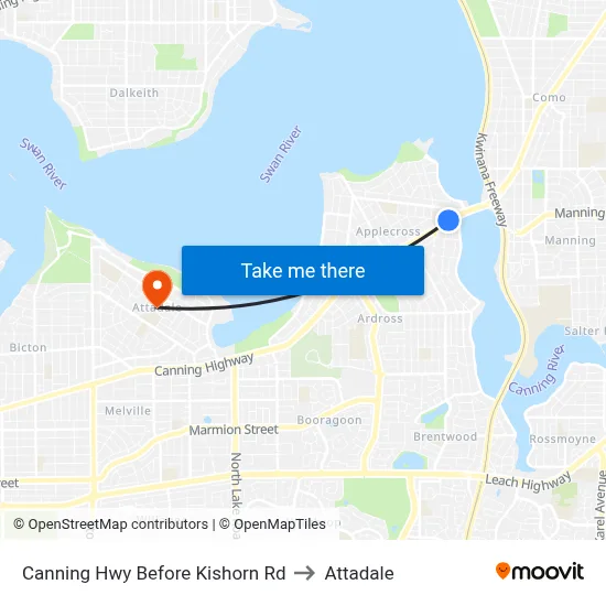Canning Hwy Before Kishorn Rd to Attadale map