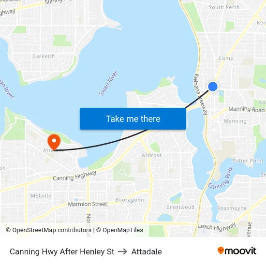 Canning Hwy After Henley St to Attadale map