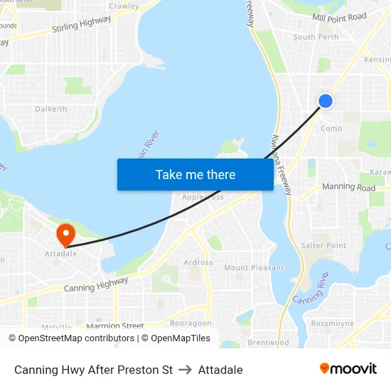 Canning Hwy After Preston St to Attadale map