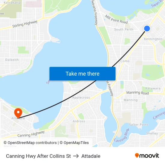 Canning Hwy After Collins St to Attadale map