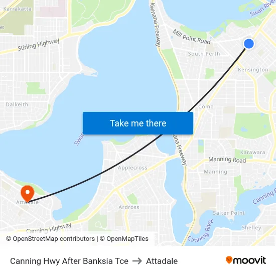 Canning Hwy After Banksia Tce to Attadale map