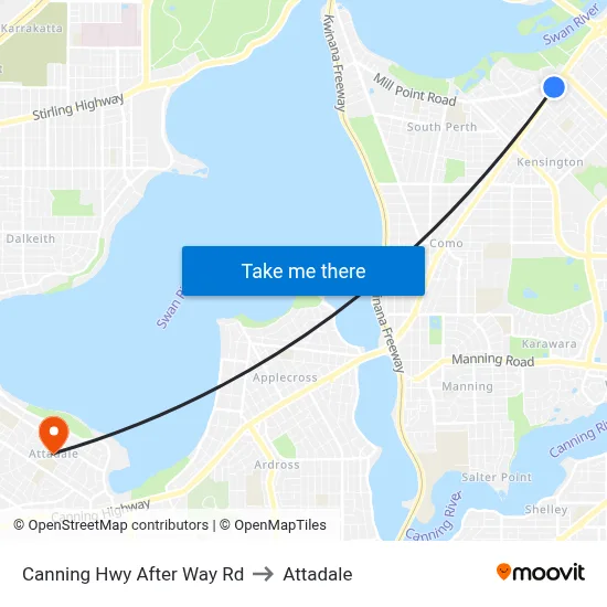 Canning Hwy After Way Rd to Attadale map