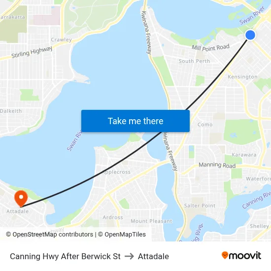 Canning Hwy After Berwick St to Attadale map