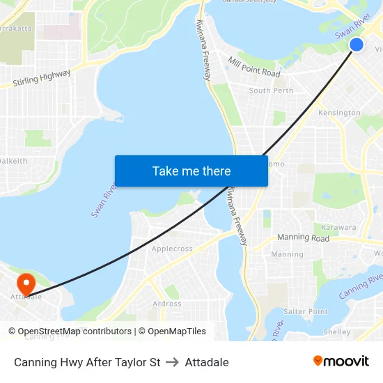 Canning Hwy After Taylor St to Attadale map