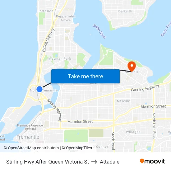 Stirling Hwy After Queen Victoria St to Attadale map