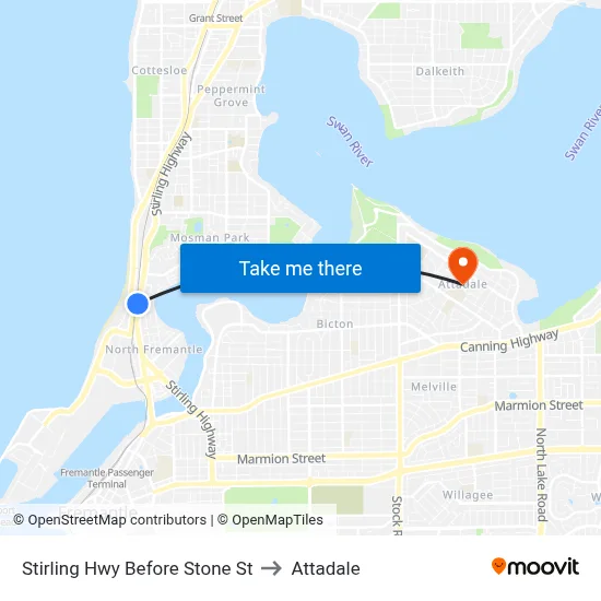 Stirling Hwy Before Stone St to Attadale map