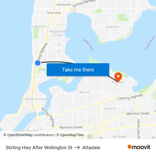 Stirling Hwy After Wellington St to Attadale map