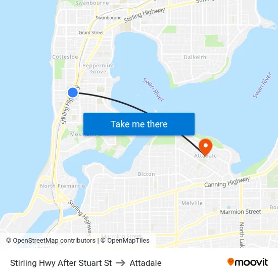Stirling Hwy After Stuart St to Attadale map