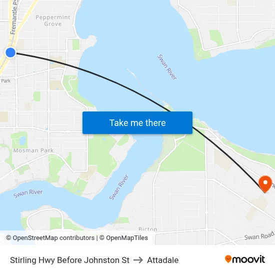 Stirling Hwy Before Johnston St to Attadale map