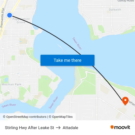 Stirling Hwy After Leake St to Attadale map
