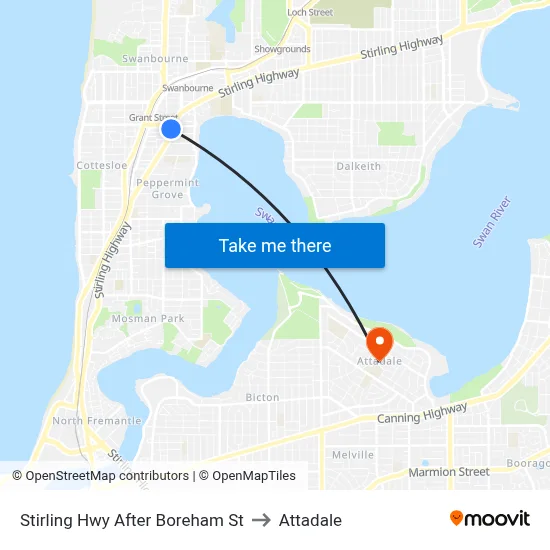 Stirling Hwy After Boreham St to Attadale map