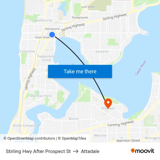 Stirling Hwy After Prospect St to Attadale map