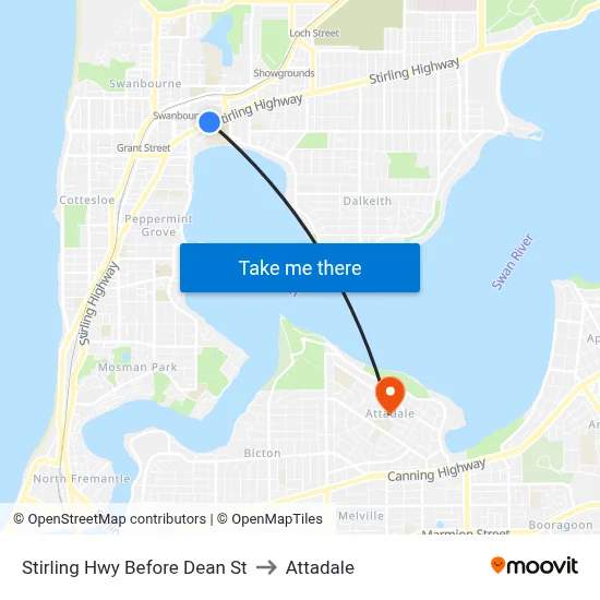 Stirling Hwy Before Dean St to Attadale map