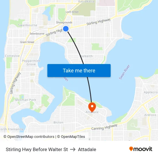 Stirling Hwy Before Walter St to Attadale map