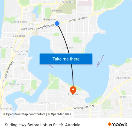 Stirling Hwy Before Loftus St to Attadale map