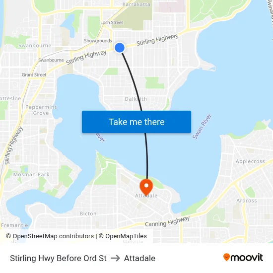 Stirling Hwy Before Ord St to Attadale map