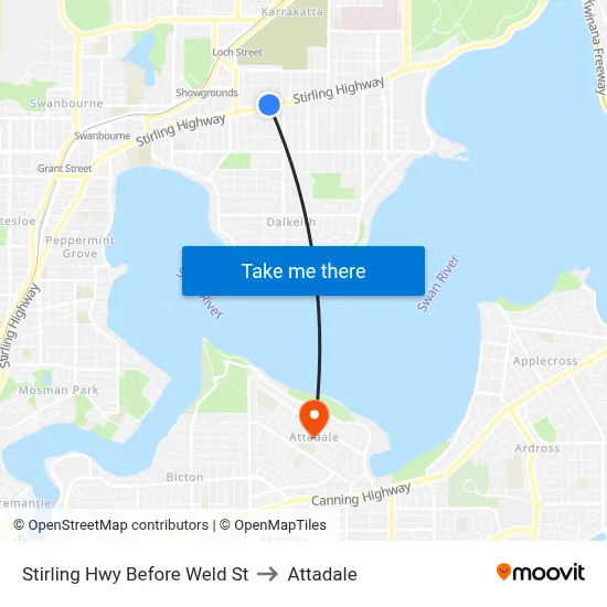 Stirling Hwy Before Weld St to Attadale map