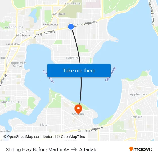 Stirling Hwy Before Martin Av to Attadale map