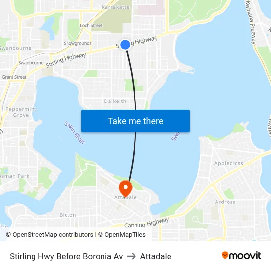 Stirling Hwy Before Boronia Av to Attadale map