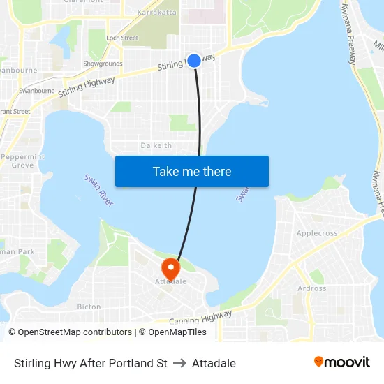 Stirling Hwy After Portland St to Attadale map