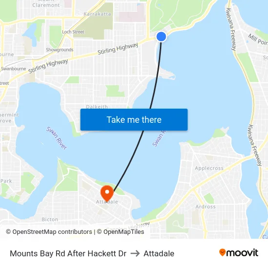 Mounts Bay Rd After Hackett Dr to Attadale map