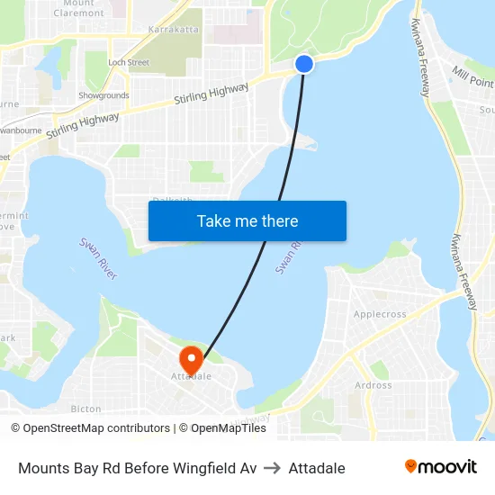 Mounts Bay Rd Before Wingfield Av to Attadale map