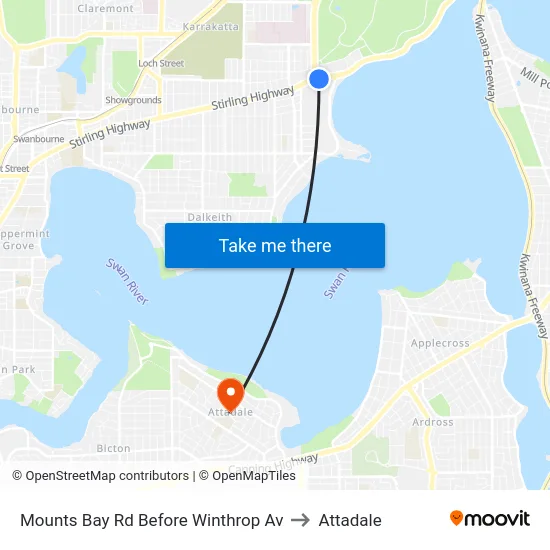 Mounts Bay Rd Before Winthrop Av to Attadale map