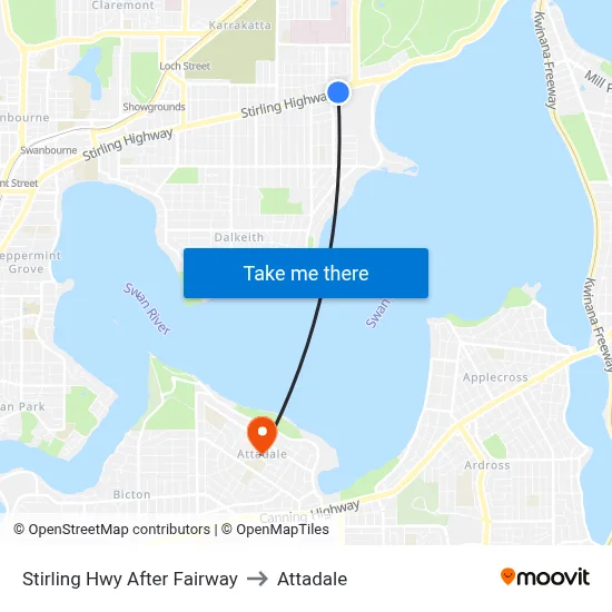 Stirling Hwy After Fairway to Attadale map