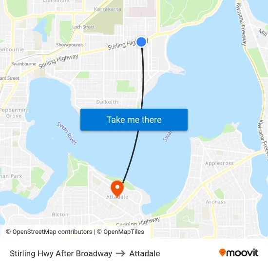 Stirling Hwy After Broadway to Attadale map