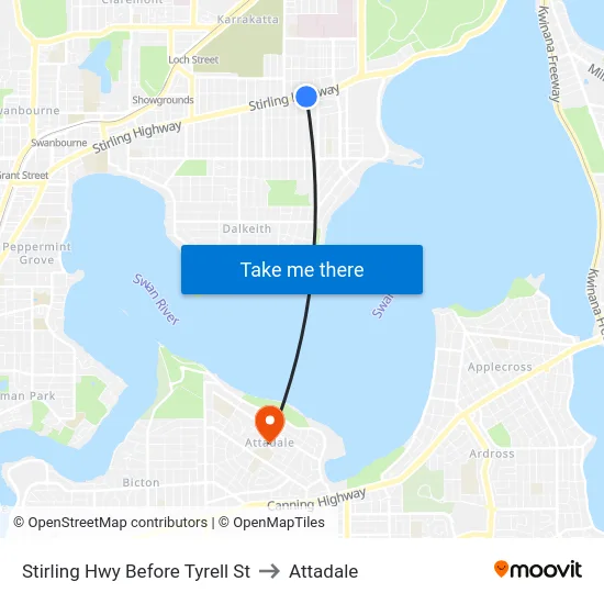 Stirling Hwy Before Tyrell St to Attadale map