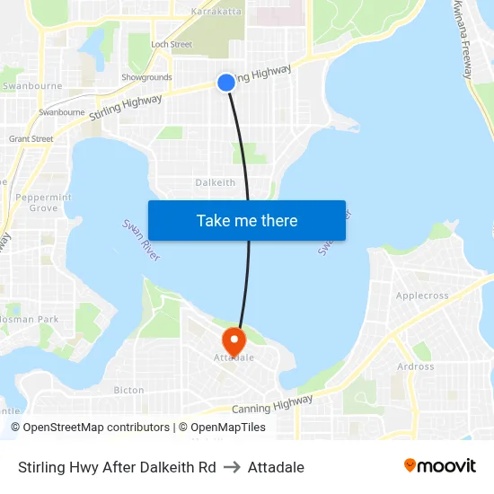 Stirling Hwy After Dalkeith Rd to Attadale map
