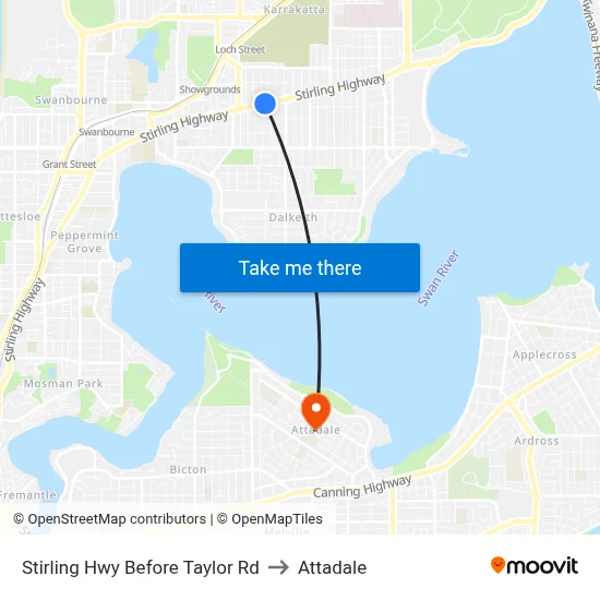 Stirling Hwy Before Taylor Rd to Attadale map