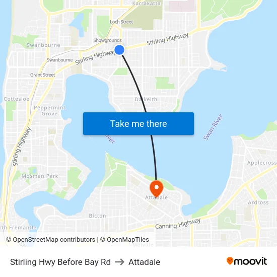 Stirling Hwy Before Bay Rd to Attadale map