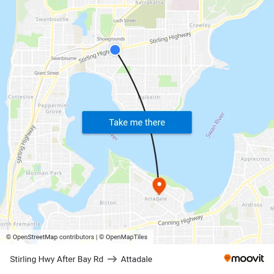 Stirling Hwy After Bay Rd to Attadale map